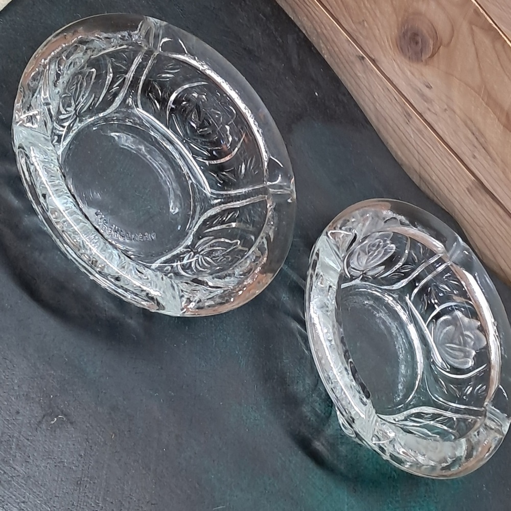 Set of 2 KIG Indonesia clear ashtrays